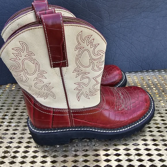 Ariat® Shoes Ariat Fatbaby Red And Cream Cowboys Boots Size